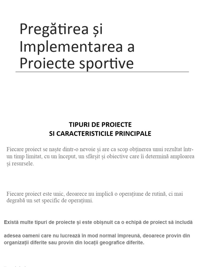 Tipuri de Proiecte Sportive | PDF