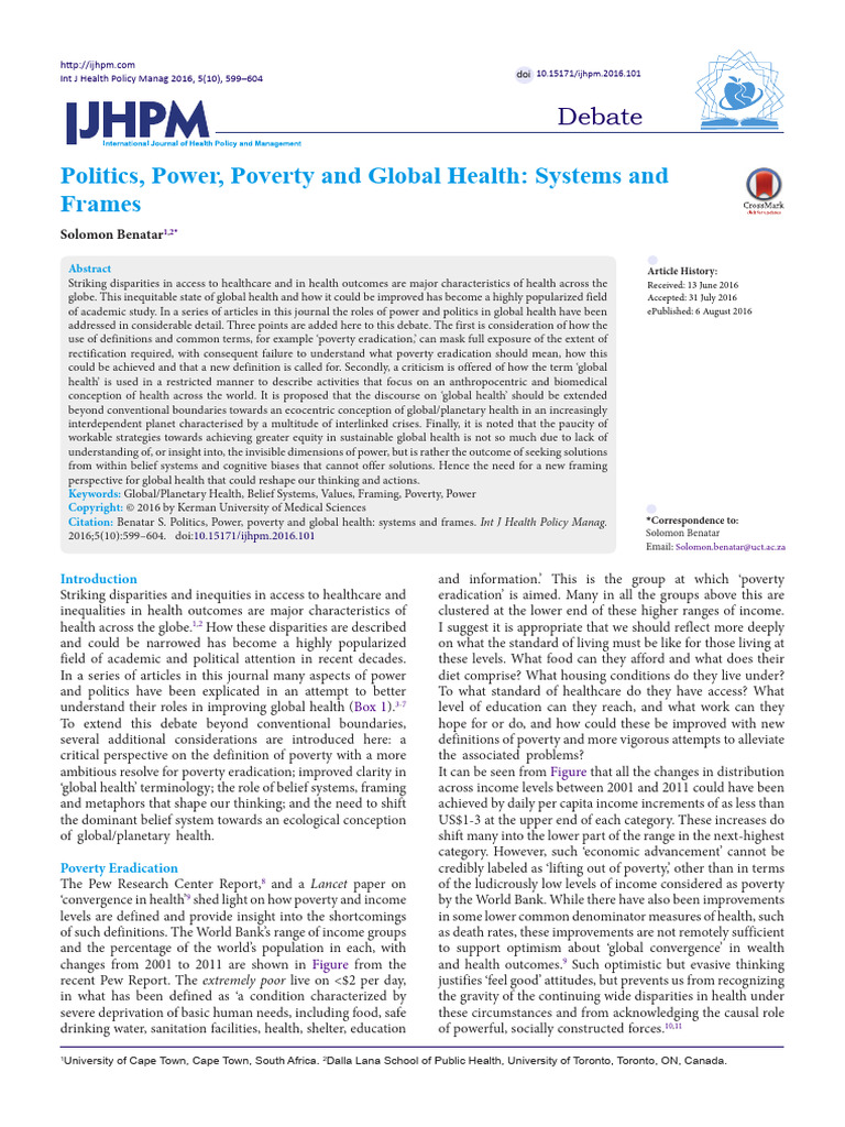 IJHPM Volume 5 Issue 10 Pages 599-604 | PDF | Poverty | Poverty ...