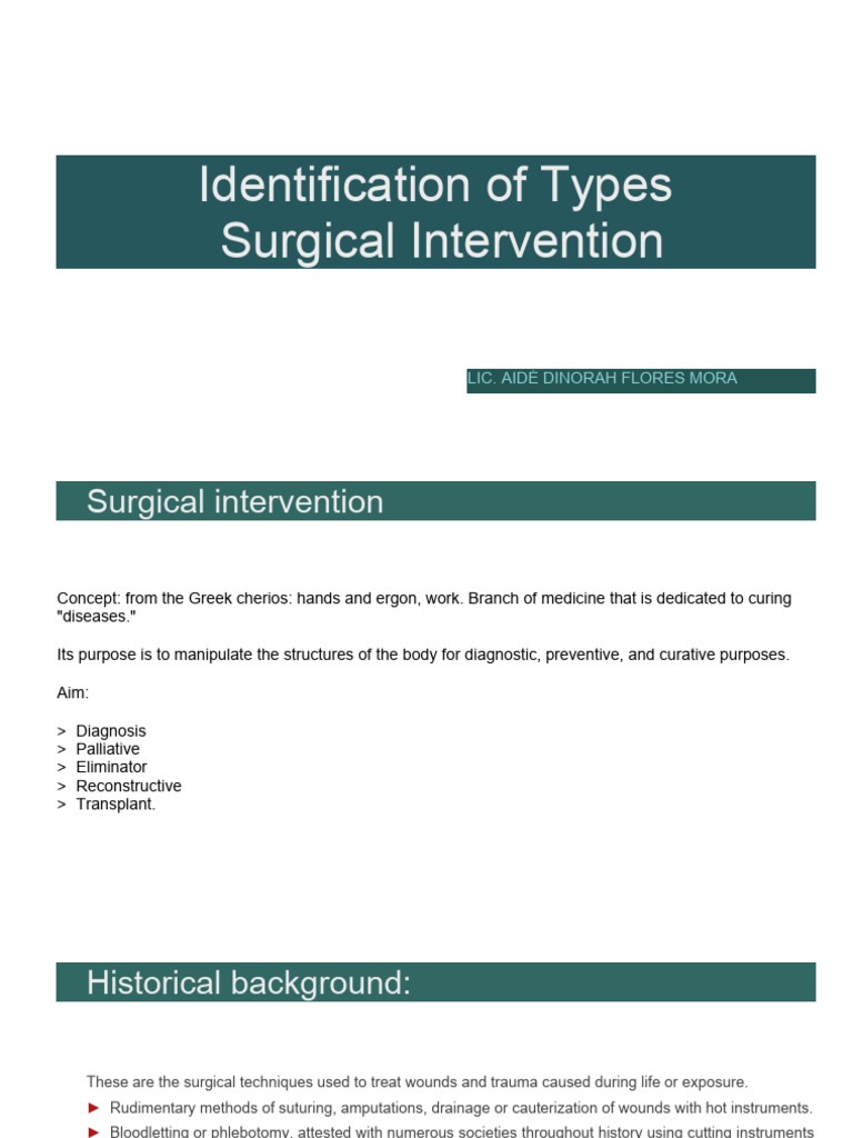 Types and Risks of Surgical Interventions | PDF | Surgery | Anesthesia