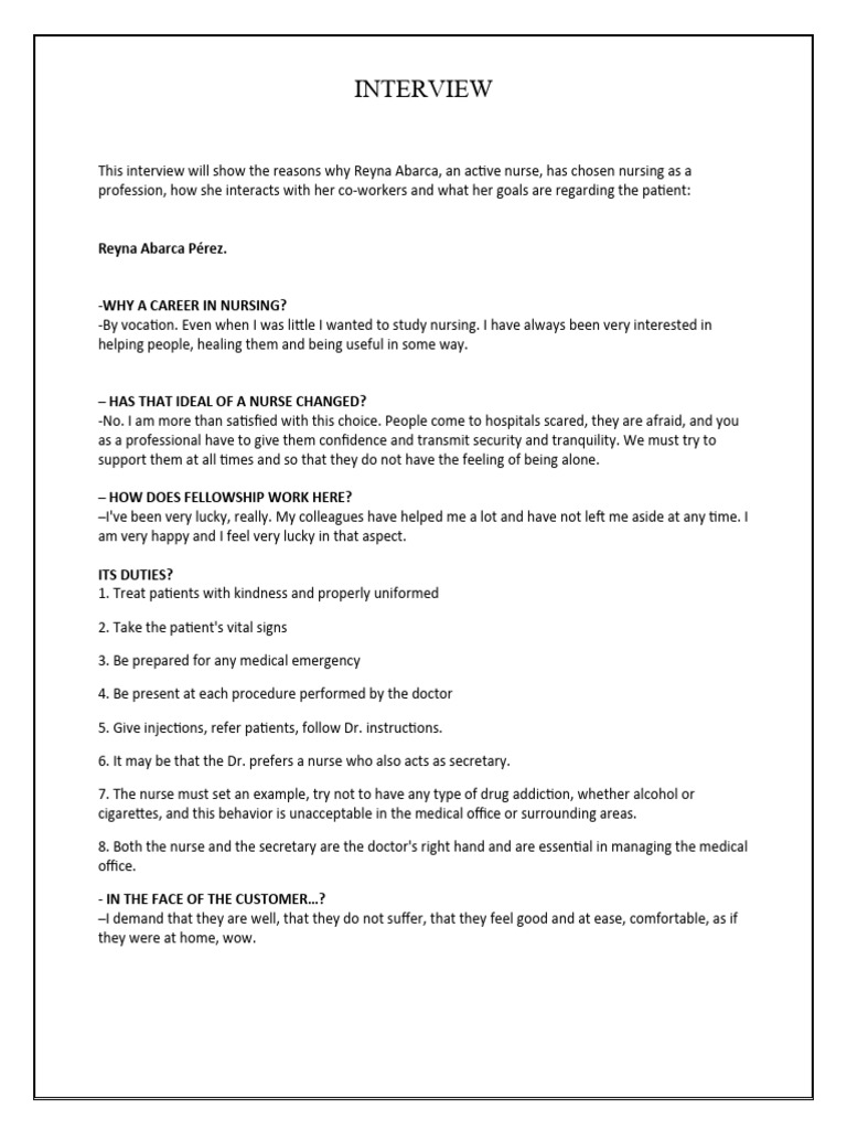 Nurse Interview | PDF | Nursing | Physician