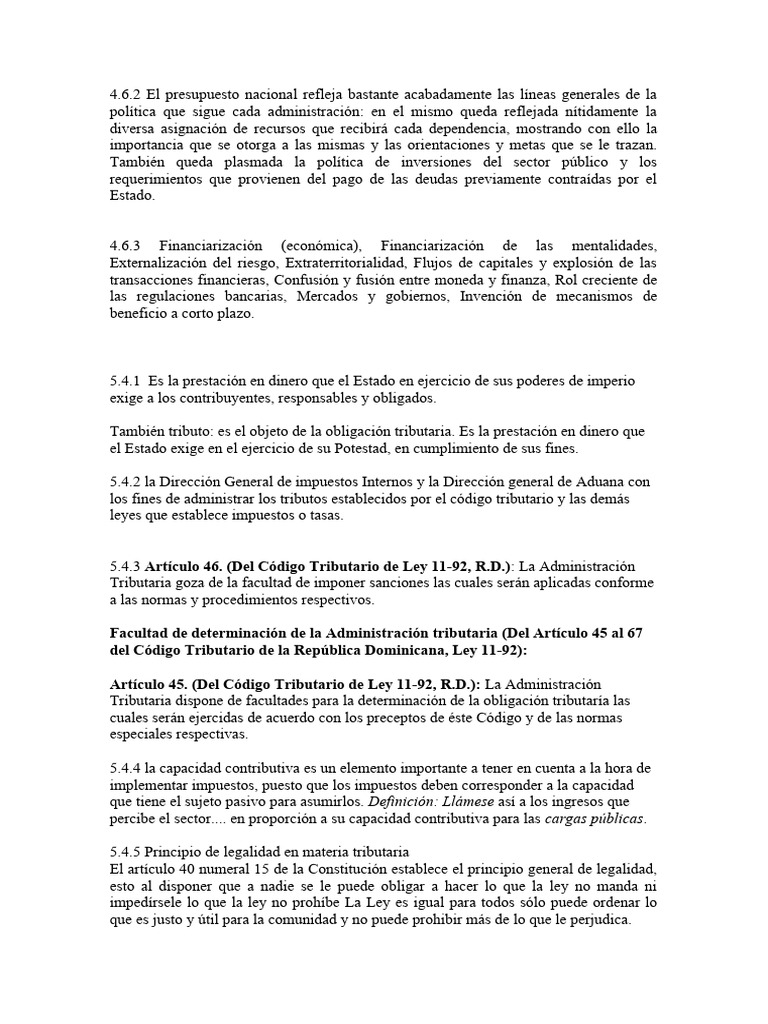 Presupuesto y Obligaciones Tributarias RD | PDF | Impuestos | Economias