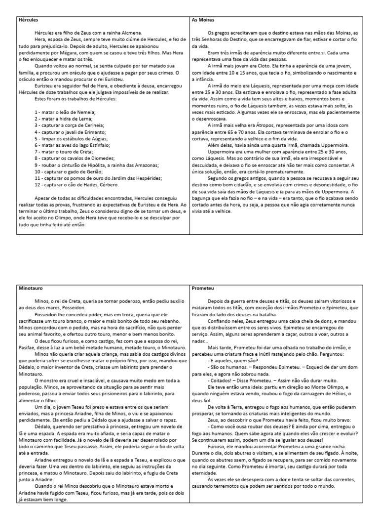 2024 06 29 Resumo Mitologia Grega 5ano Pdf Teseu Minotauro