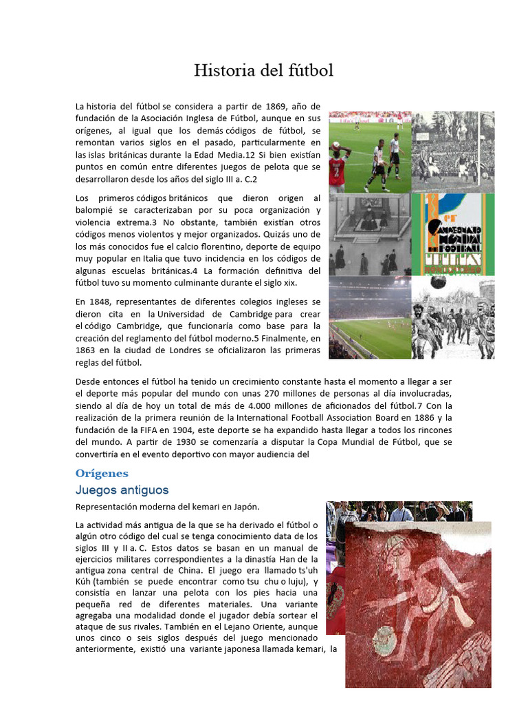 Historia Del Fútbol | PDF | Asociación de Futbol | FIFA