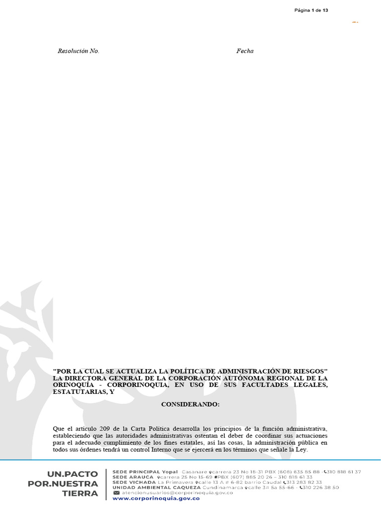 RSLN Actualizacion Politica Riesgos 06.12.2023 | PDF | Planificación