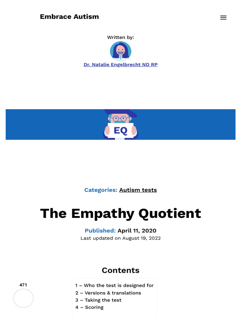 Empathy Quotient Test Overview | PDF | Empathy | Psychological Concepts
