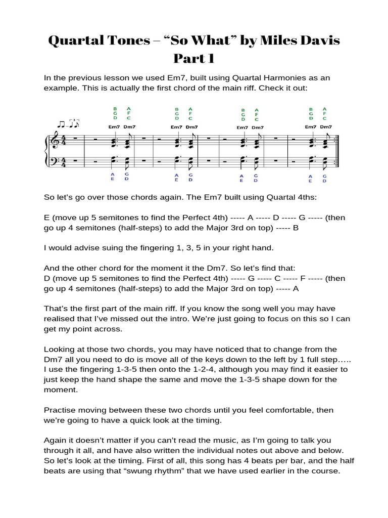 Quartal+Tones+ + So+What +by+Miles+Davis+ +part+1. | PDF | Language ...