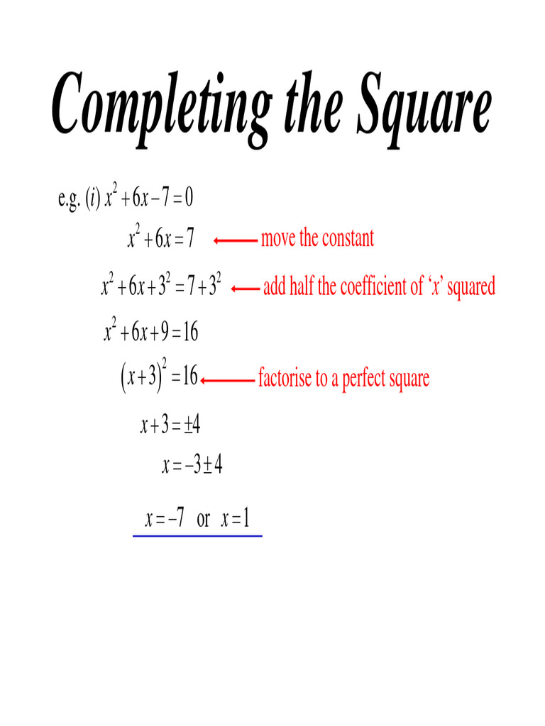 08 Completing The Square | PDF | Teaching Methods & Materials