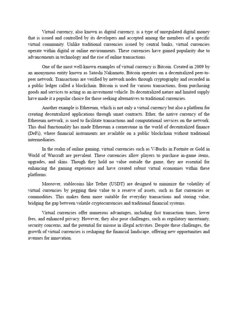 Virtual currency pdf bitcoin currency