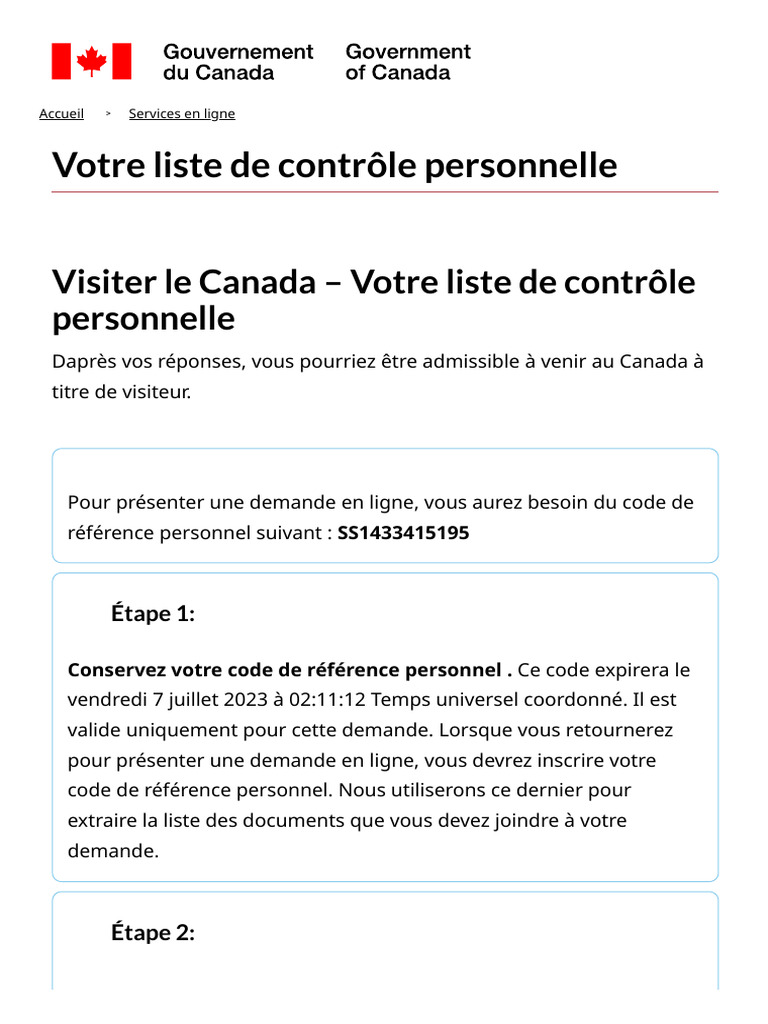 Demande de visa Canada en ligne 2023 | PDF | Visa (Document)