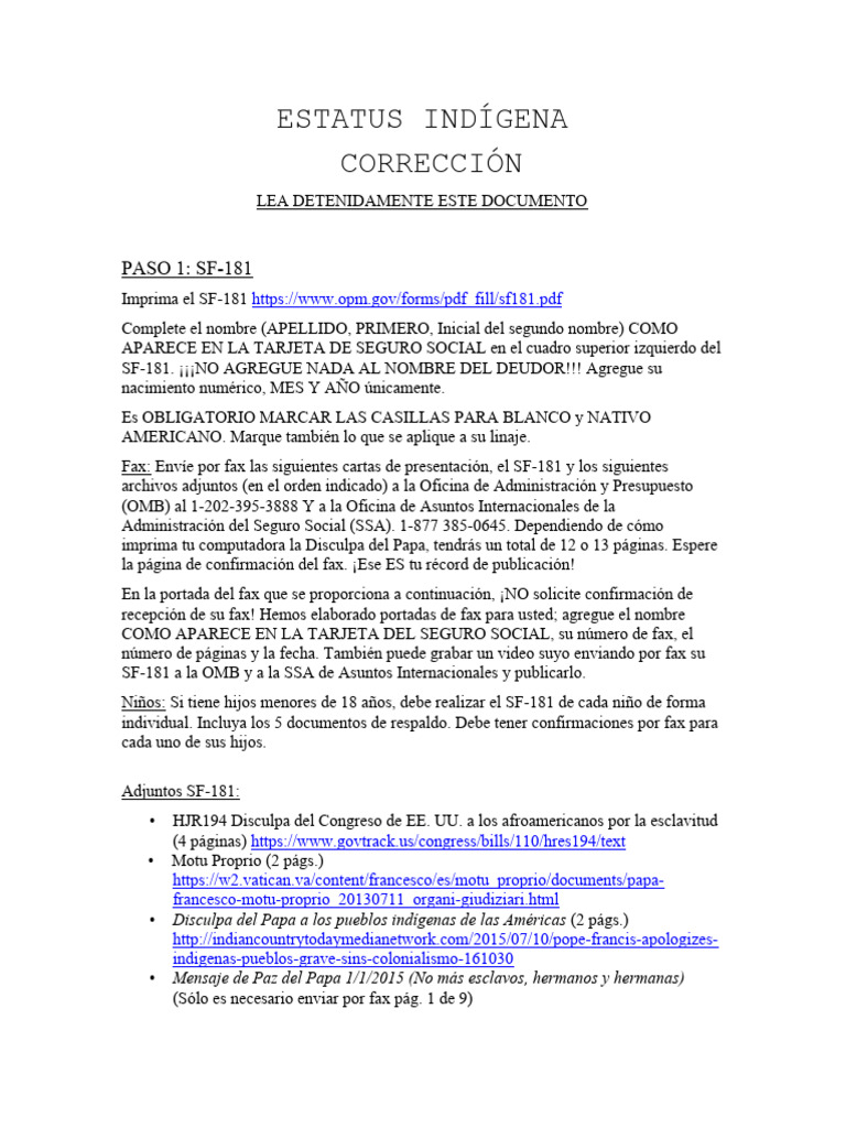 Instrucciones para Completar el SF-181 | PDF | Fax