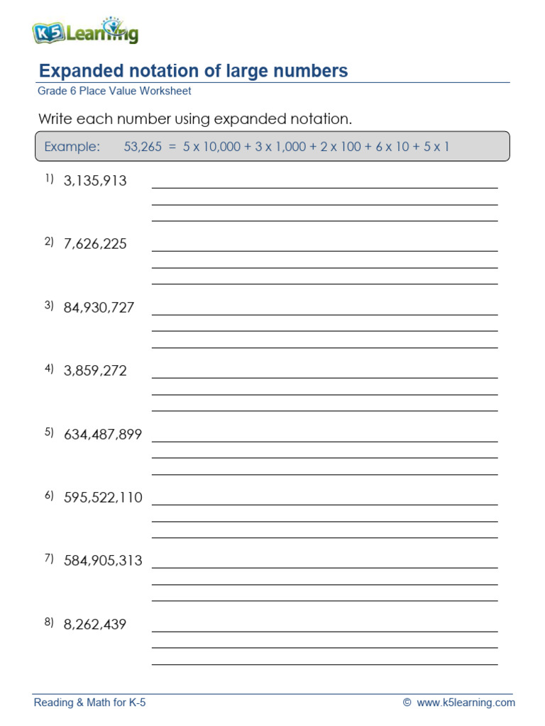 Expanded Notation Practice for Grade 6 | PDF