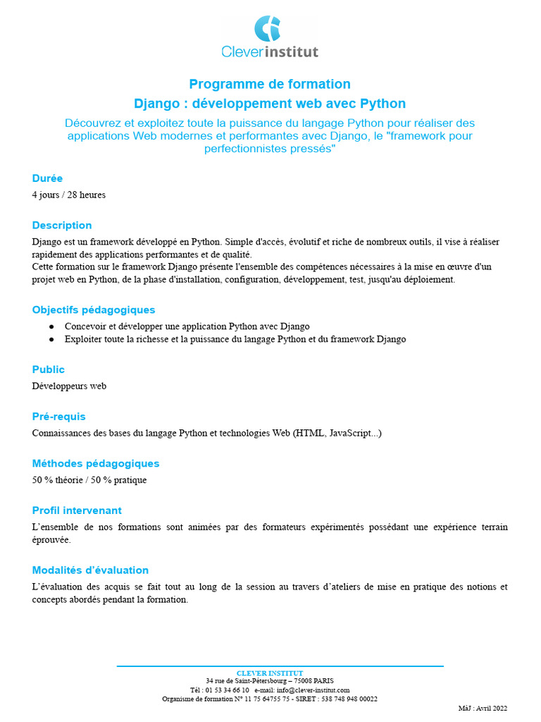 Formation avancée Django en Python | PDF | Programmation web | Python ...