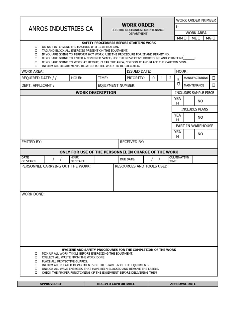 Work Order Format 2 | PDF