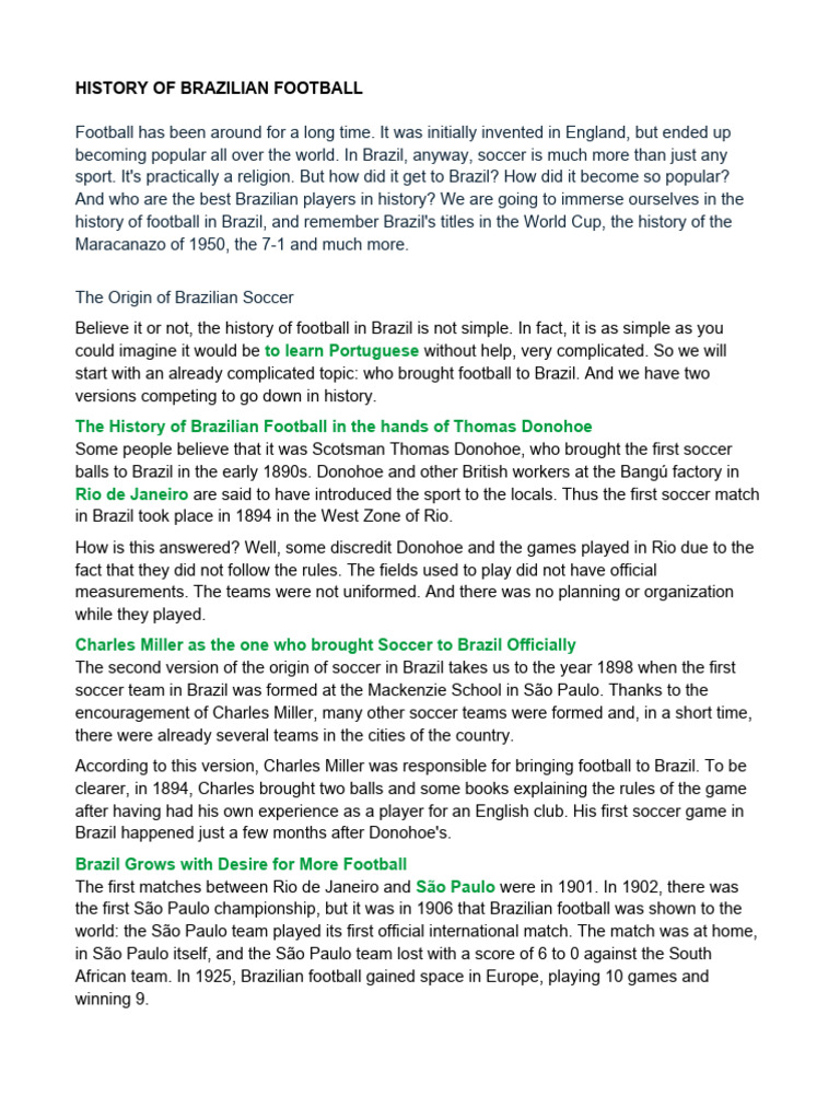History of Brazilian Soccer | Download Free PDF | Brazil | Rio De Janeiro