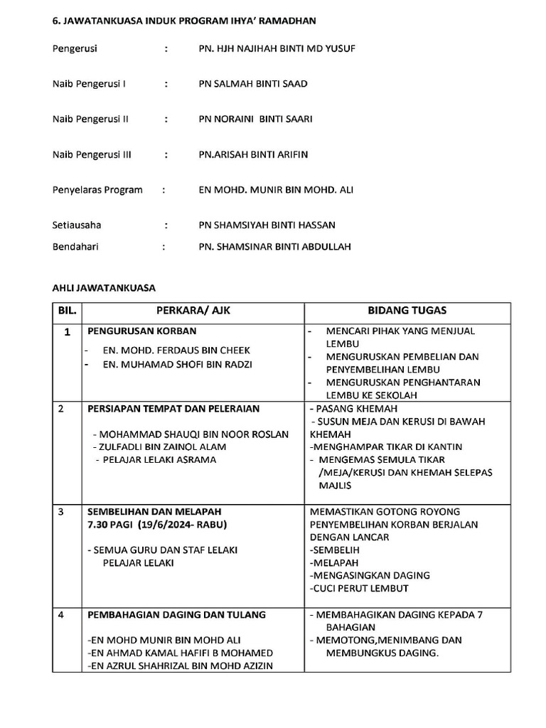Ajk Dan Tentatif Hari Raya Aidil Adha | PDF