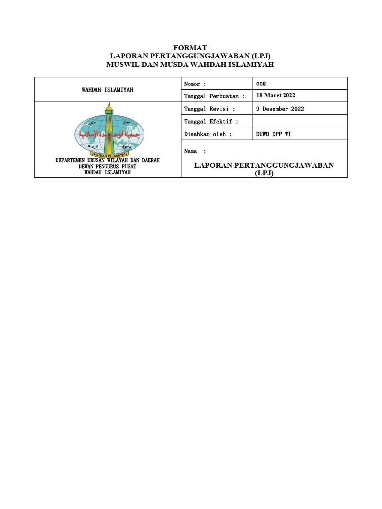 Format LPJ Muswil-Musda Wi | PDF | Bisnis