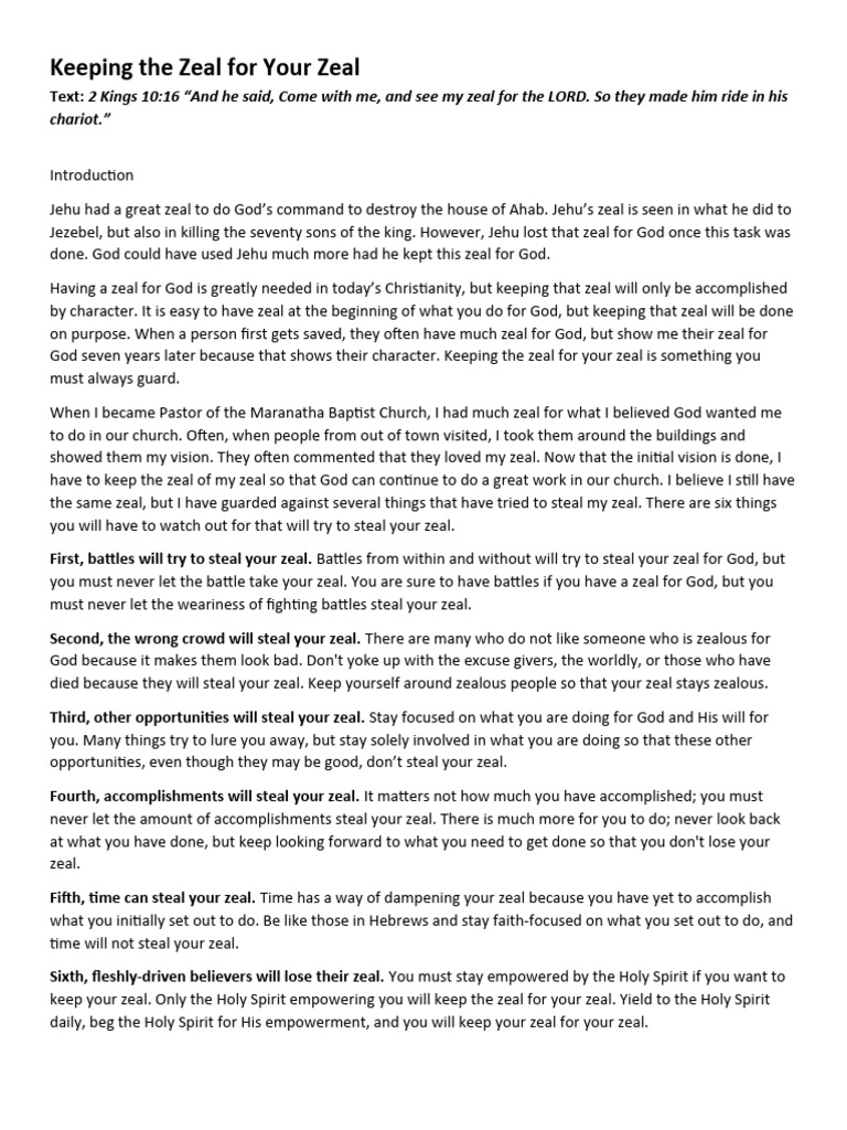 Keeping The Zeal For Your Zeal PDF Books Of Kings Theology