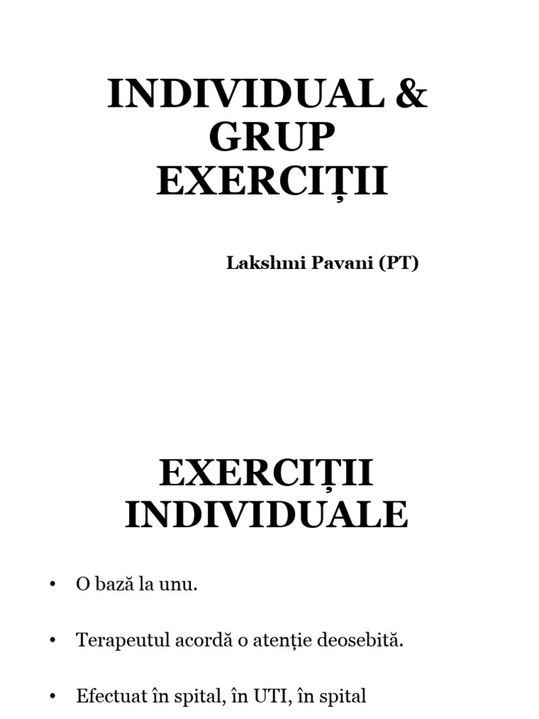 Exerciții Individuale Și de Grup | PDF