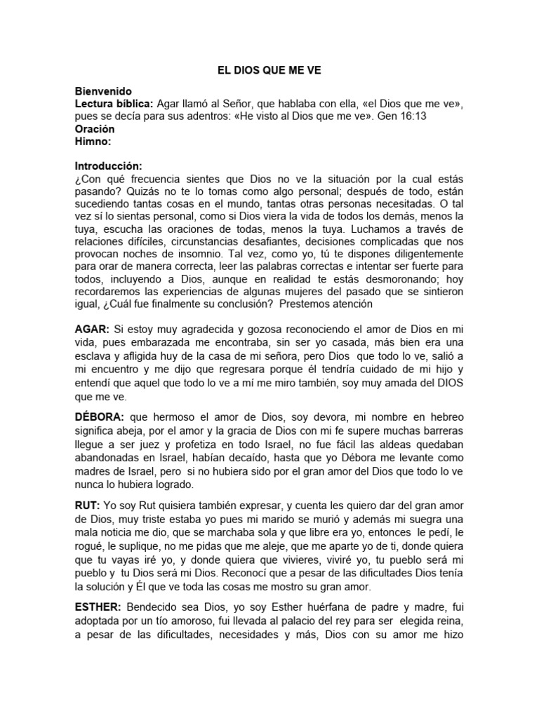 El Dios Que Me Ve Pdf Oración Amor