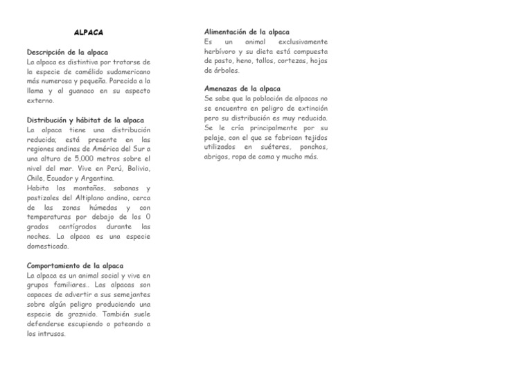 Alpaca Triptico | PDF | Hogar, jardinería y bricolaje | Ciencia y ...