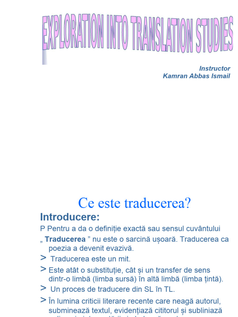 Diapozitive Pentru Studii de Traducere | PDF