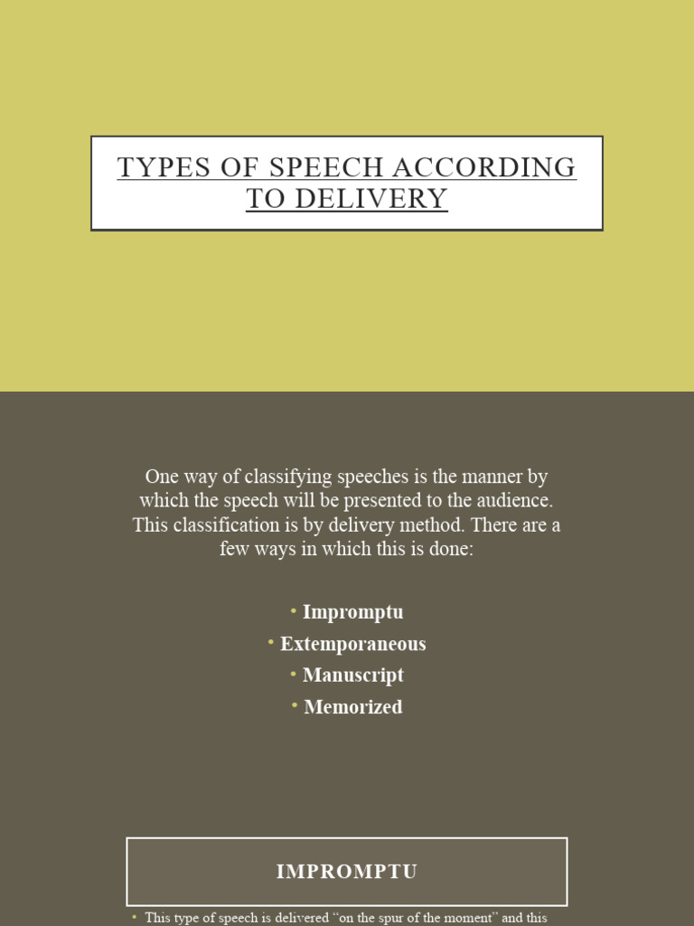 Types of Speech According To Delivery | PDF | Thought | Cognition