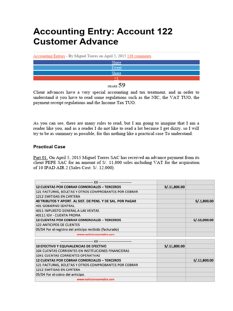 Accounting and Tax Treatment of Advances - Accounting News | PDF ...