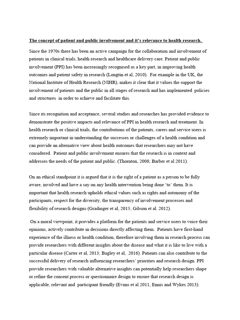 Concept of Patient and Public Involvement | PDF | Public Health | Patient