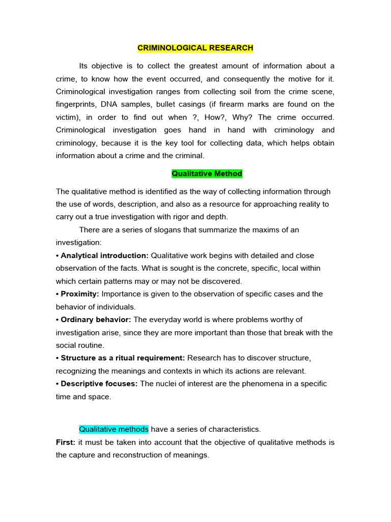 Criminological Research Pdf Qualitative Research Criminology