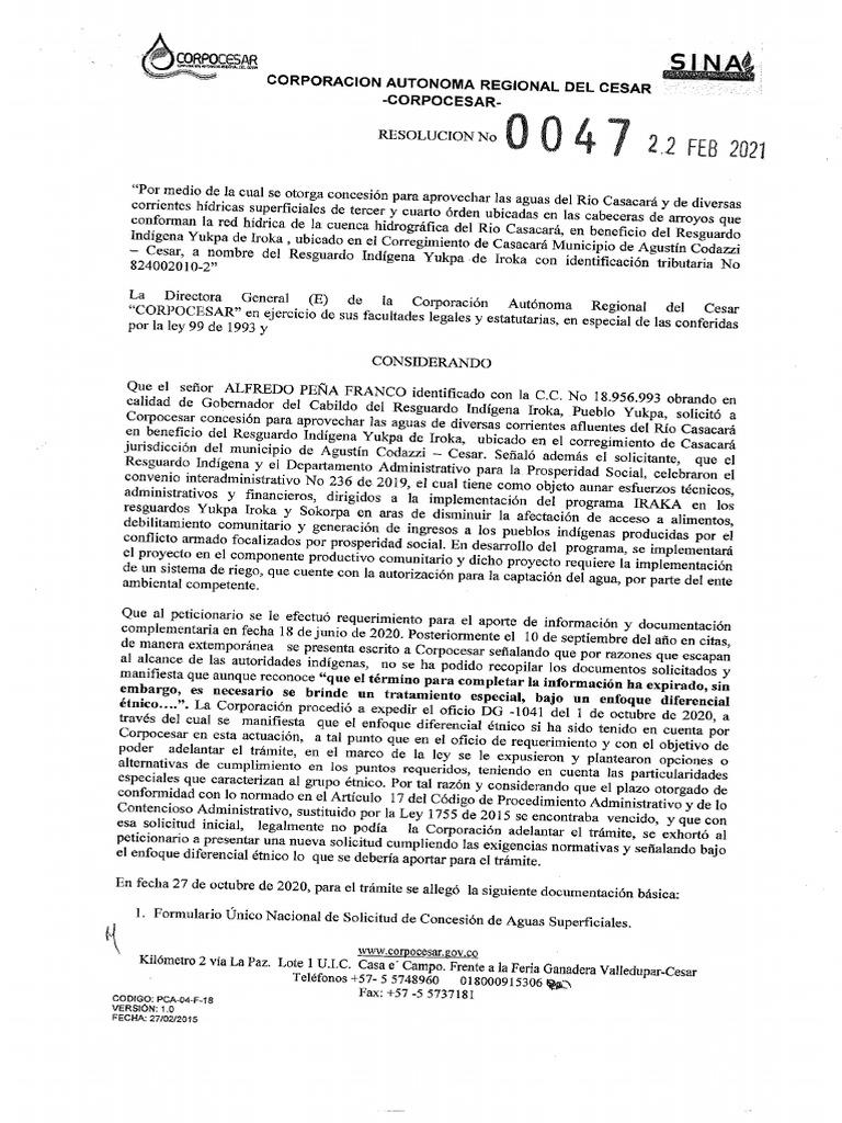 Resolucion 0047 22 02 2021 DG | PDF