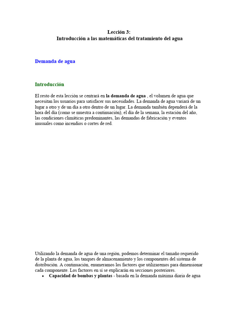 Matemáticas de la Demanda de Agua | PDF | Agua | Descarga (hidrología)