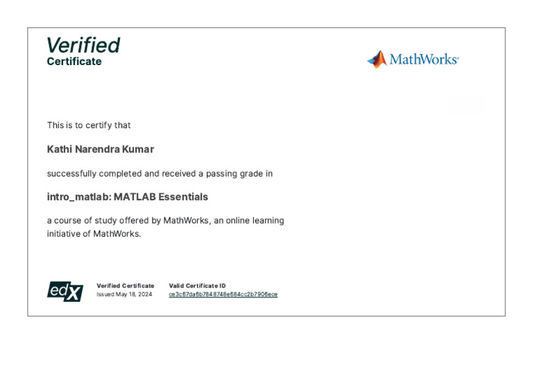 MathWorks Intro - Matlab Certificate - EdX | PDF