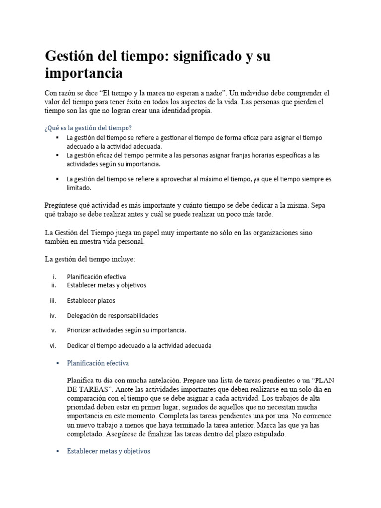 Gestión Del Tiempo | PDF | Gestión del tiempo | Habilidades profesionales