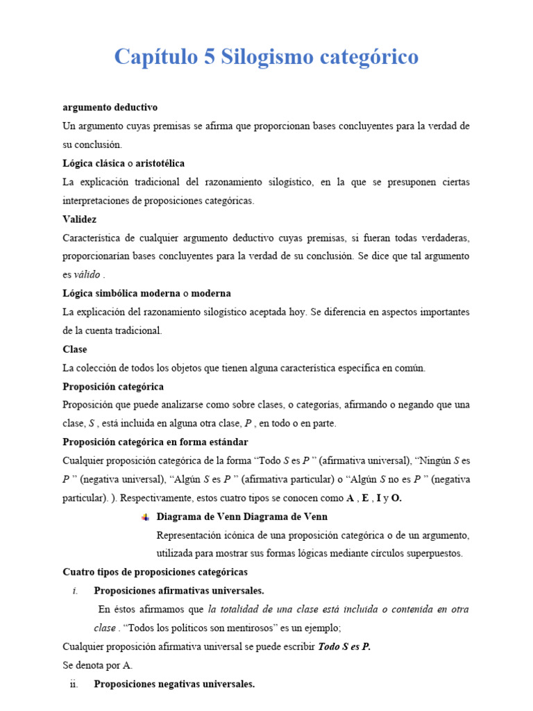 Silogismo Categórico y Proposiciones | PDF | Proposición | Razonamiento ...