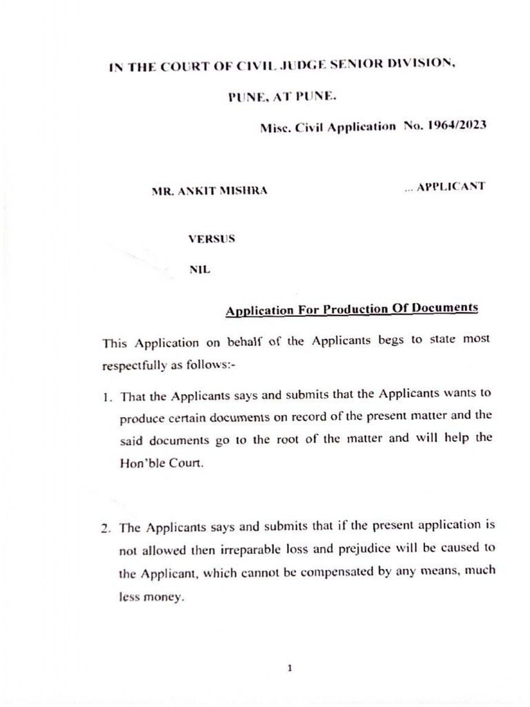 Application Document Producation | PDF