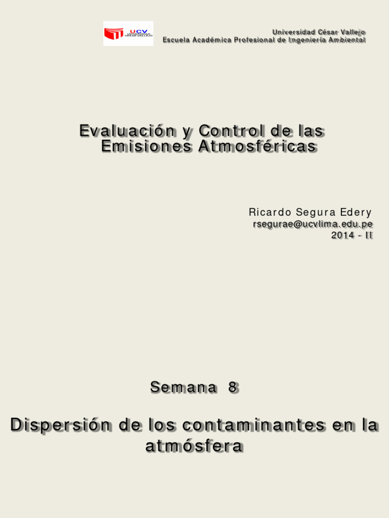 Dispersión de Los Contaminantes en La Atmósfera PDF Chimenea Herida
