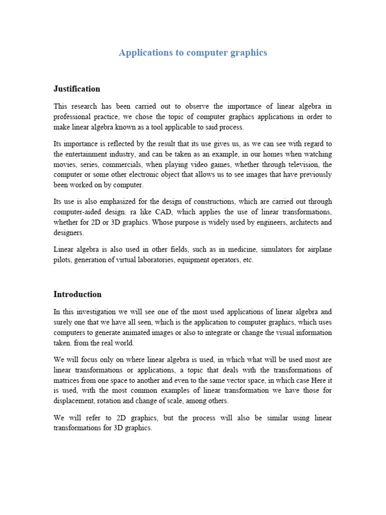 Application of Linear Algebra To Computer Graphics | PDF | Matrix ...
