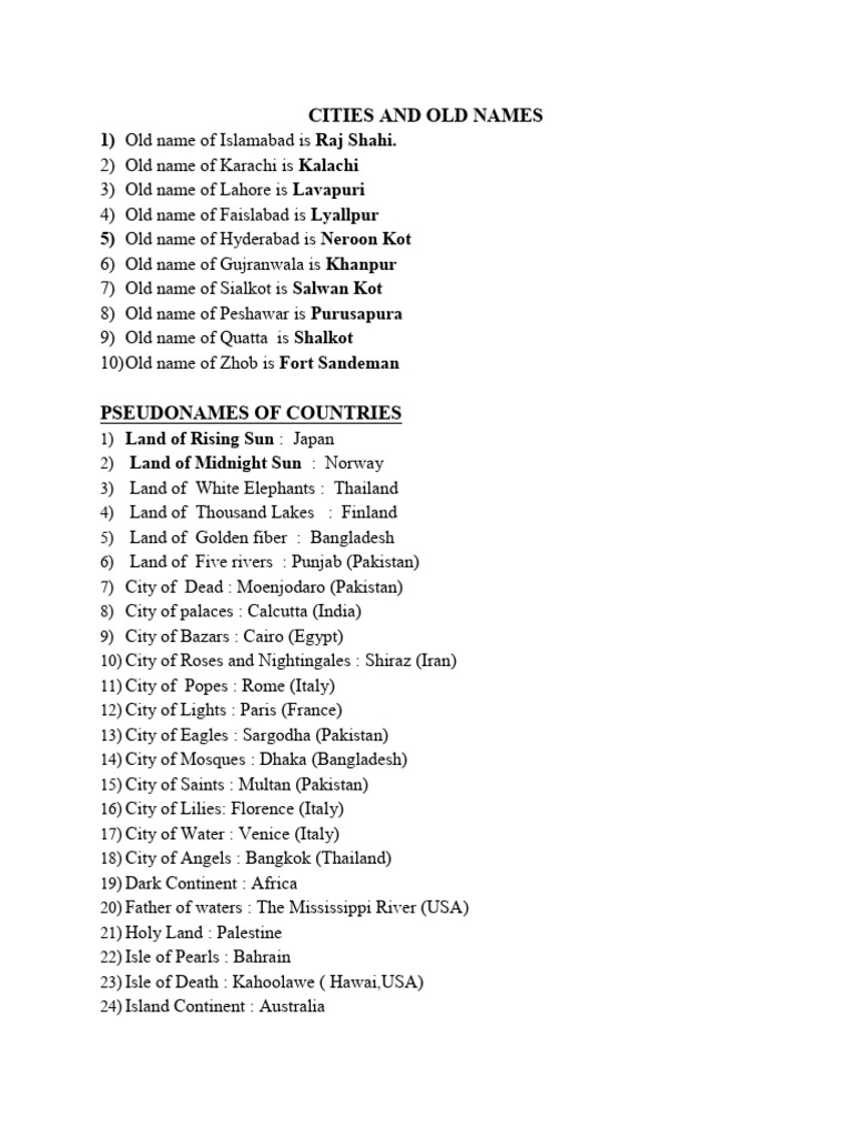 General Knowledge Notes Pdf Pakistan Lahore