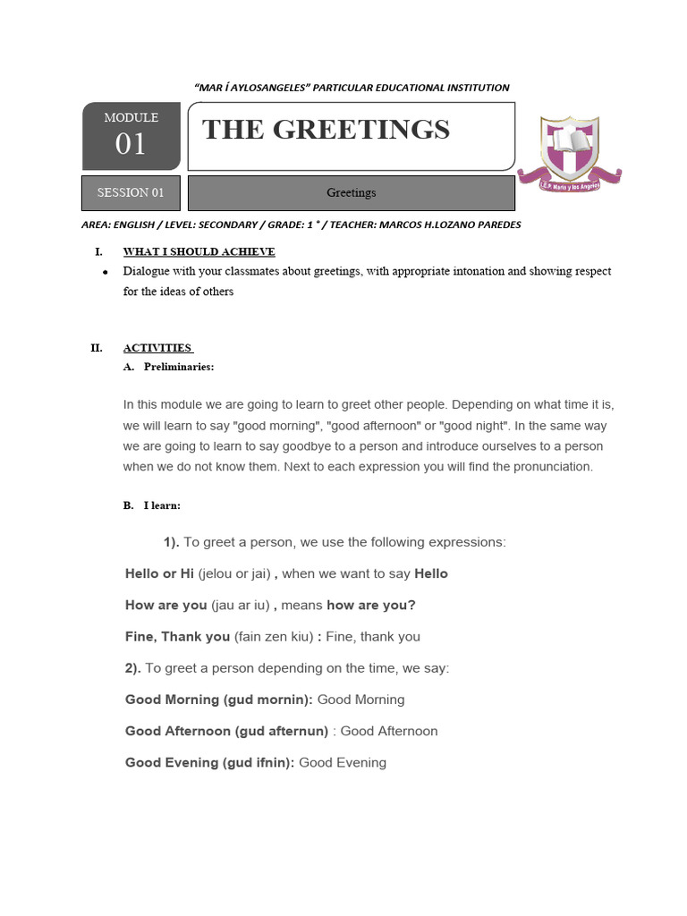 English Module 2015 1 Secondary | PDF | Linguistics | Syntax