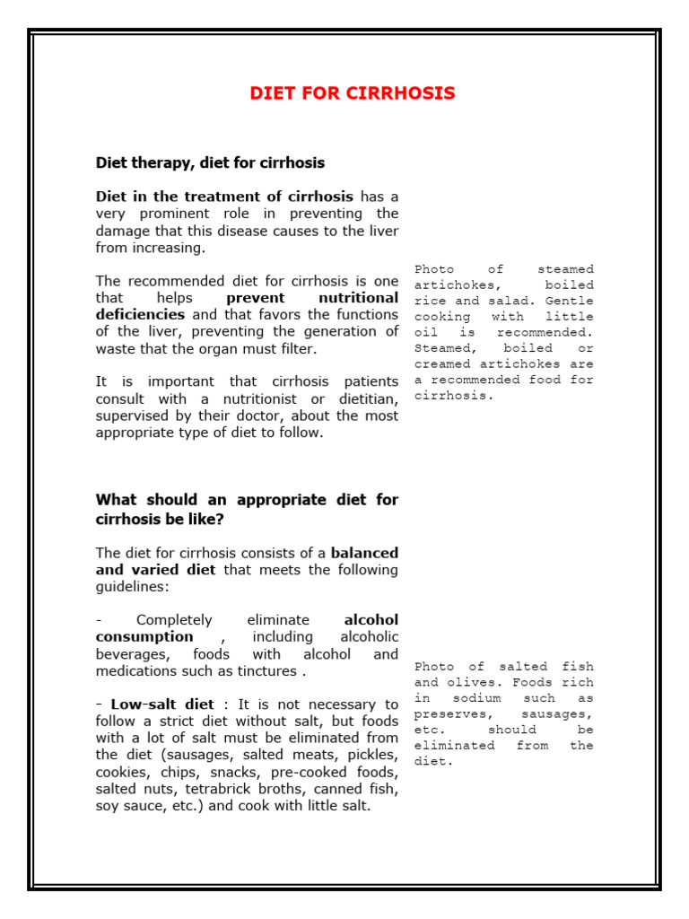 Diet For Cirrhosis PDF Foods Diet & Nutrition