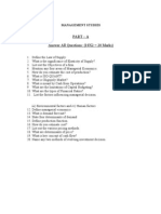 Part - A Answer All Questions: (10X2 20 Marks) : Management Studies