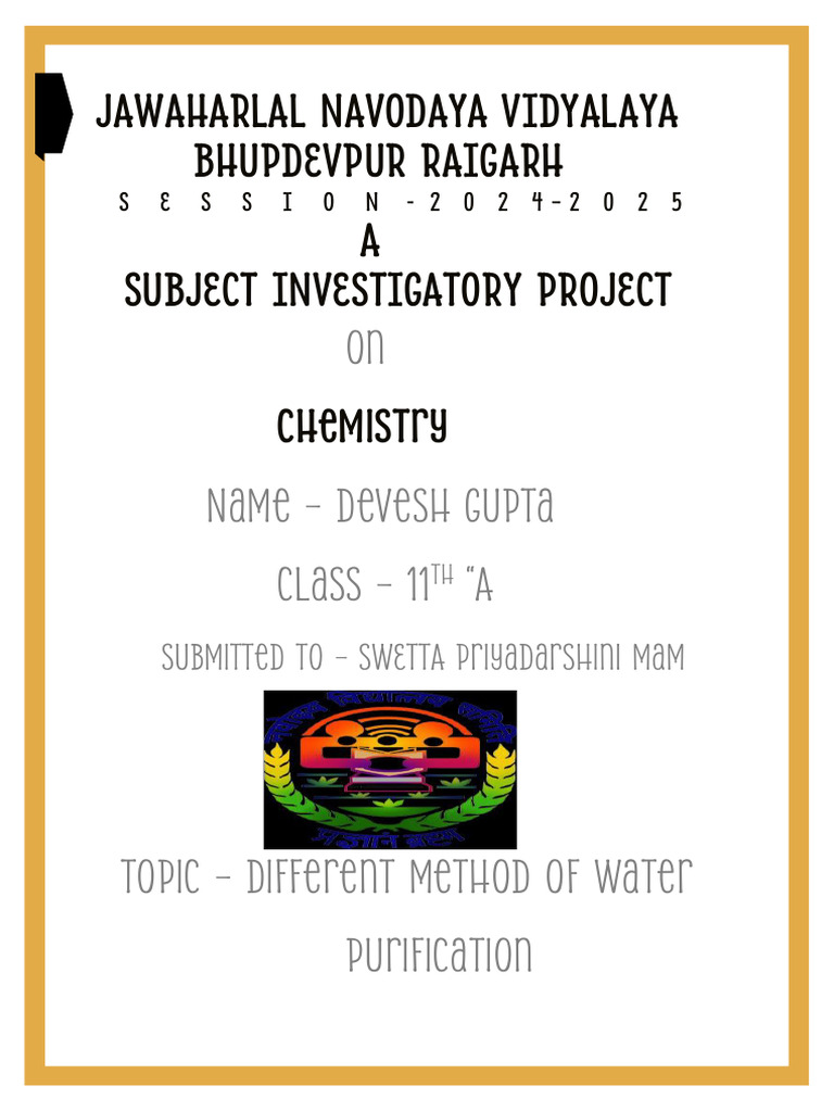 Chemistry Subject INVESTIGATORY PROJECT Made by Devesh Gupta | PDF ...