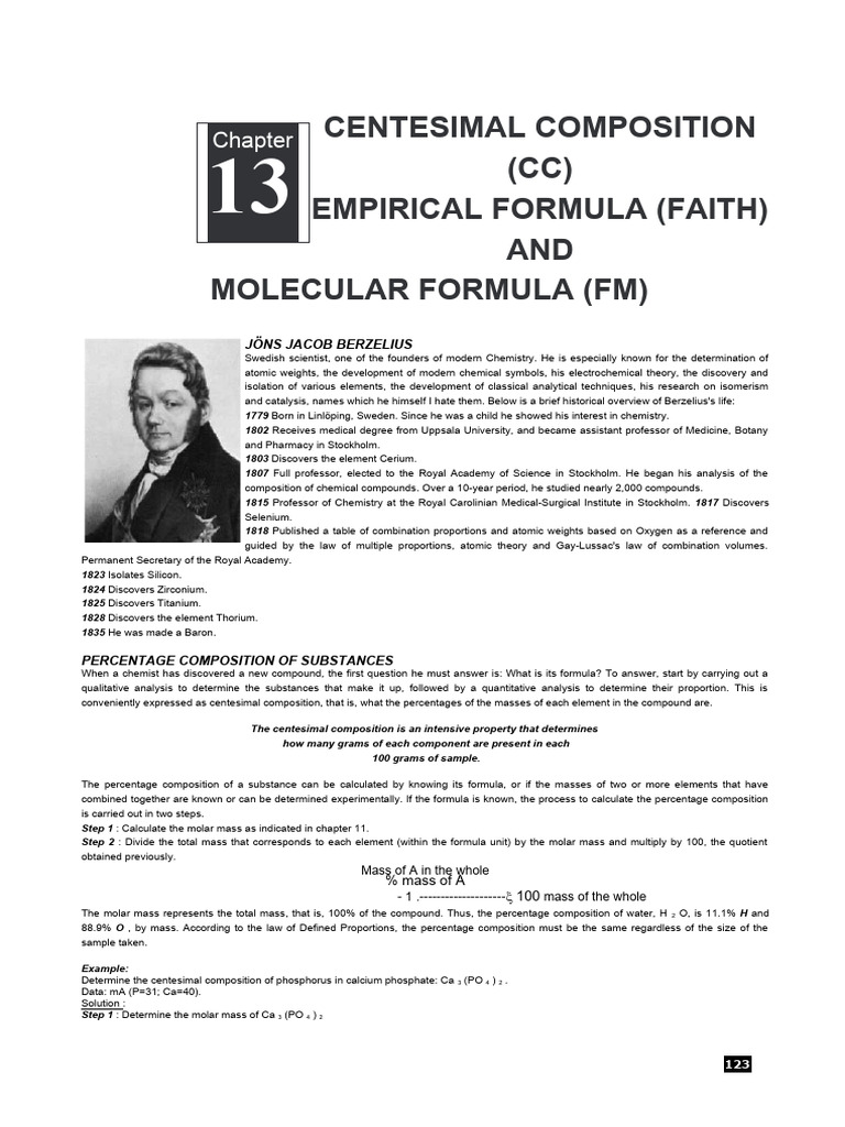 Centesimal Composition in Chemistry | PDF | Mole (Unit) | Molecules