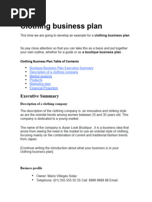 Boutique Business Plan