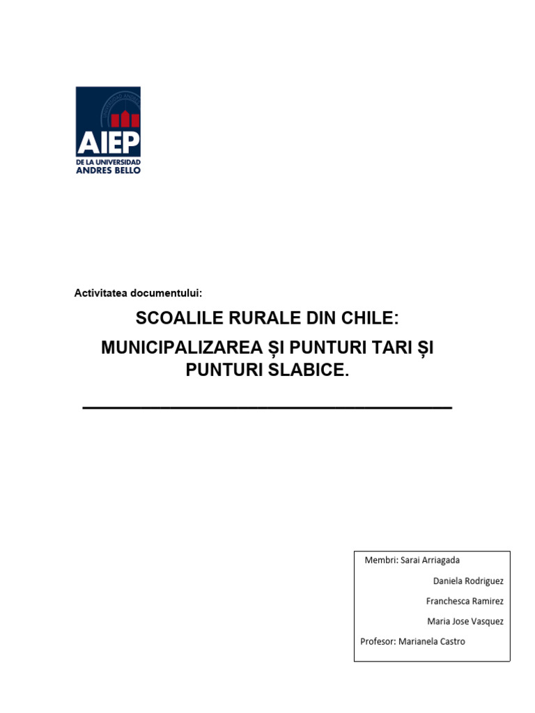Grafic Comparativ Cu Punctele Forte Și Slabe Ale Educației Rurale | PDF