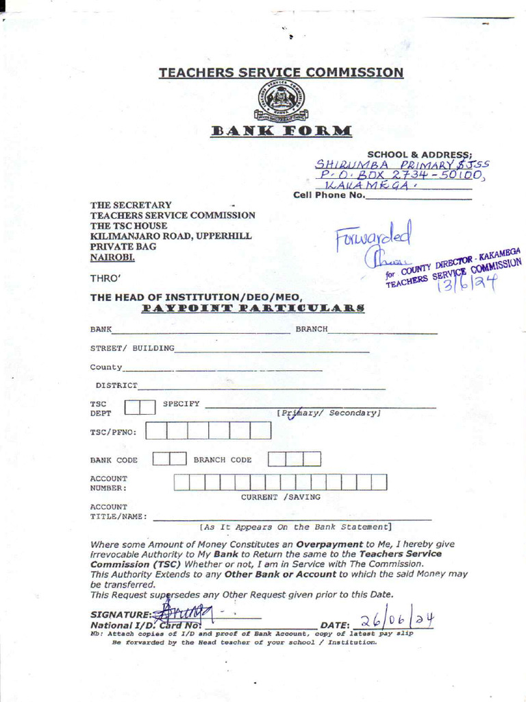 Bank Form | PDF