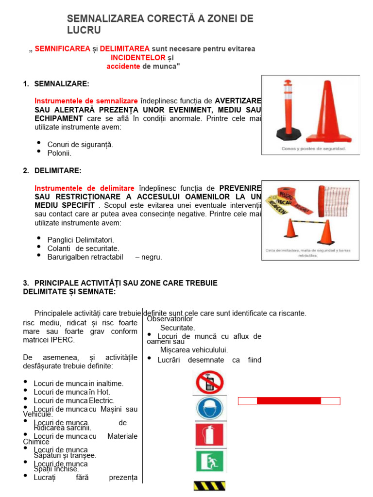 Semnalizarea Corectă A Zonei de Lucru - SST | PDF