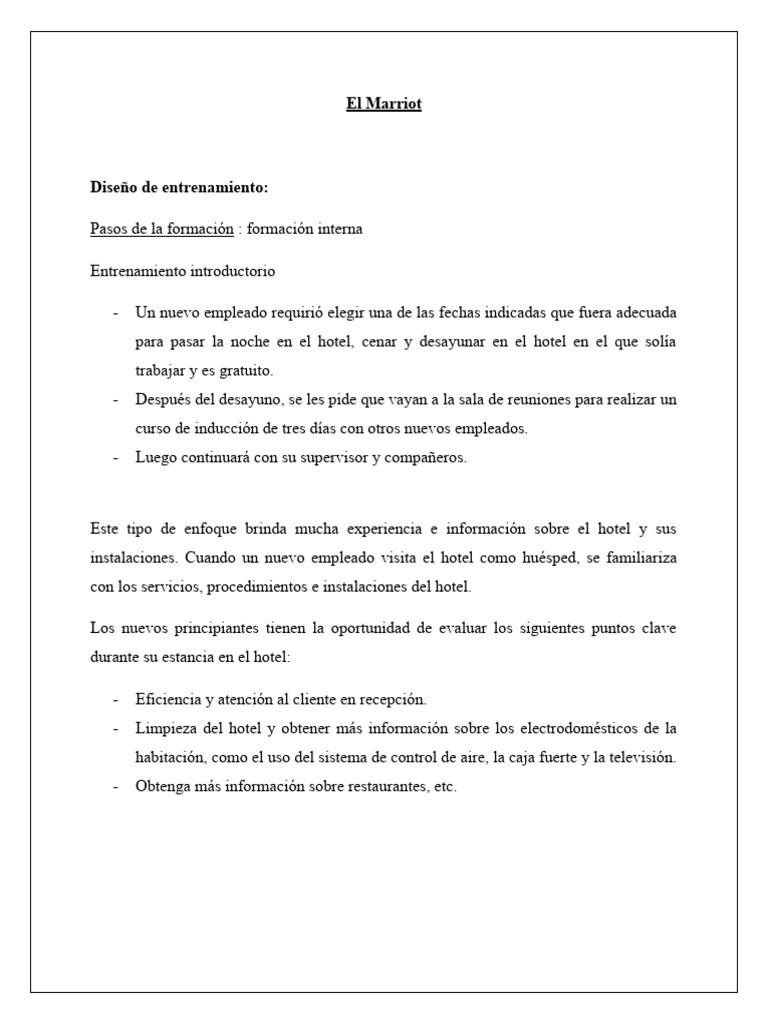 Método Learn en Marriott: Capacitación Efectiva | PDF | Hotel | Gestión ...