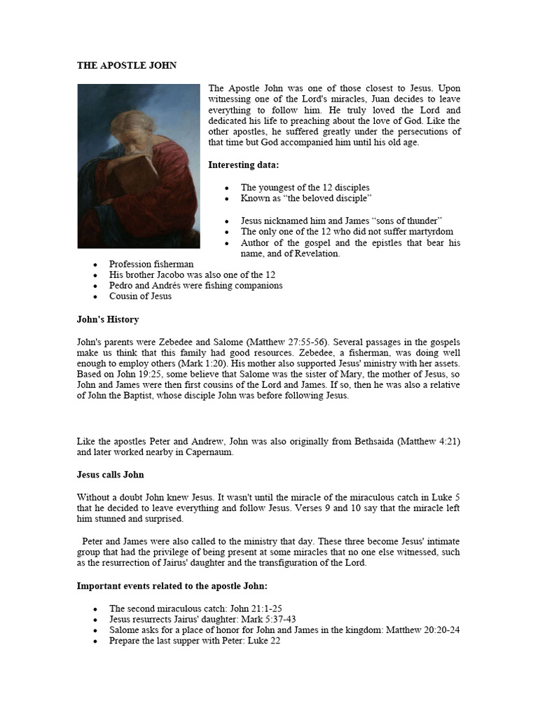 Brief Biography of Juan Apostol | PDF | John The Apostle | Jesus