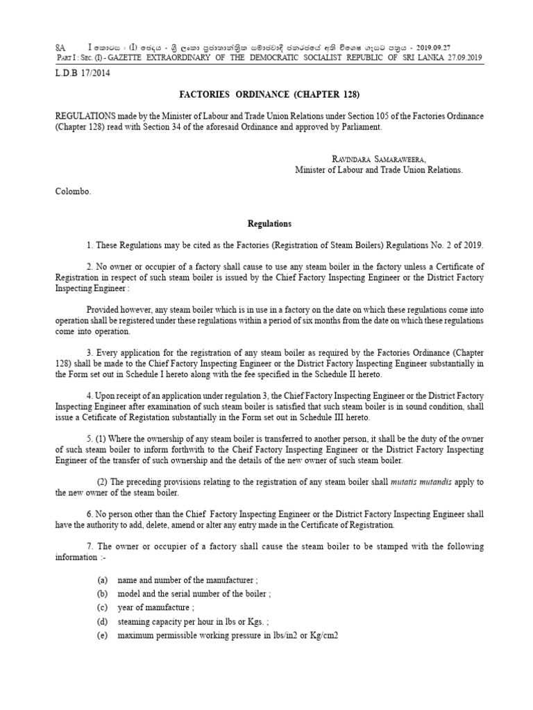 Steam Boiler Registration Regulations 2019 | PDF | Boiler | Steam